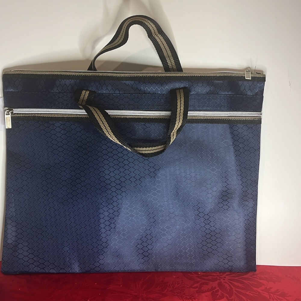 NWT Blue Double Zipper Laptop/File Bag